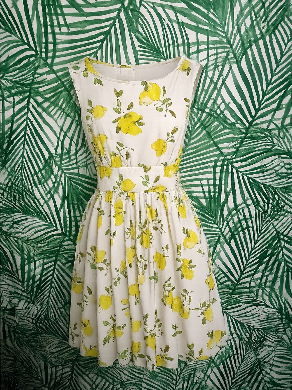 kate spade White Midi Dress with Yellow Lemon Print